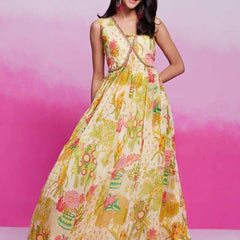 Organza RIN197 New Printed Gown Gowns Wholesale Printed Gowns Fancy Gowns Off-Shoulder Gowns