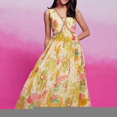 Organza RIN197 New Printed Gown Gowns Wholesale Printed Gowns Fancy Gowns Off-Shoulder Gowns