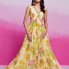 Organza RIN197 New Printed Gown Gowns Wholesale Printed Gowns Fancy Gowns Off-Shoulder Gowns