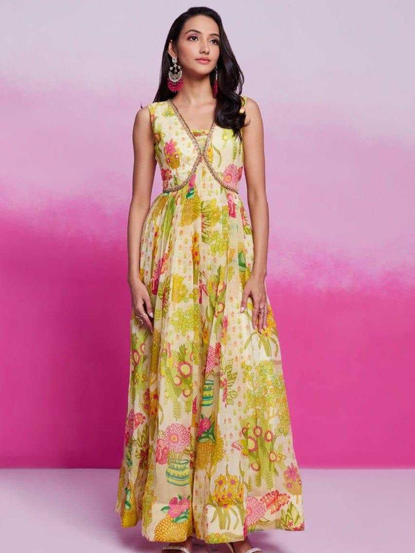 Organza RIN197 New Printed Gown Gowns Wholesale Printed Gowns Fancy Gowns Off-Shoulder Gowns