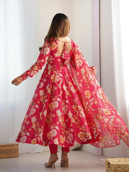 Organza Silk KESH481 PURE SOFT ORGANJA SILK Gowns Wholesale Printed Gowns Fancy Gowns Anarkali Gown Party Gowns Long Gowns