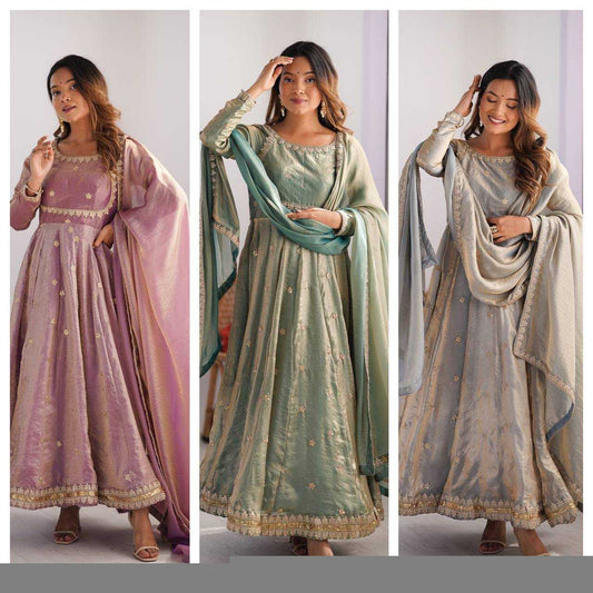 Pure Silk RIN133 06 Gowns Wholesale Fancy Gowns Wedding Gown Silk Gowns
