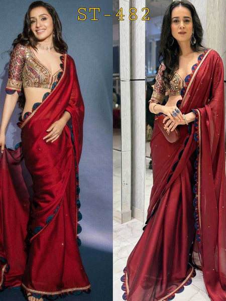 Rangoli Silk RIN215 482 Sarees Bollywood Collections Wholesale Fancy Sarees Plain Sarees Cutwork Saree Shraddha Kapoor