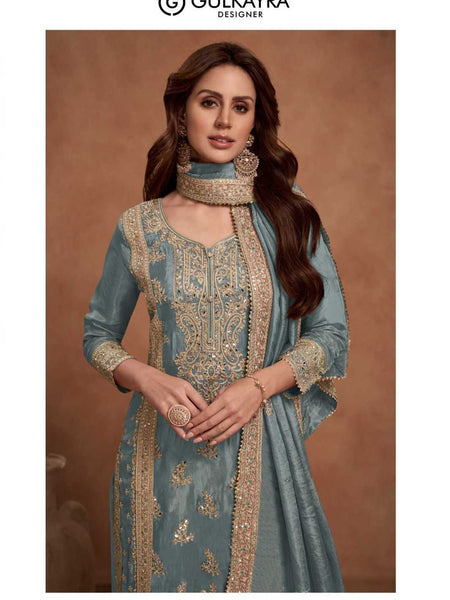 Shimmer silk RIN184 NAZIA Suits & Dresses Wedding Collections Festive Collections Wholesale Embroidery Suits Palazzo Suit Ladies Silk Suit
