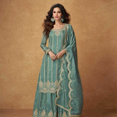 Shimmer silk RIN184 SAUMYA Suits & Dresses Wedding Collections Festive Collections Wholesale Palazzo Suit Ladies Silk Suit Designer Suits