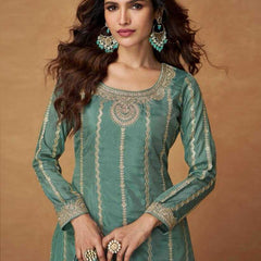 Shimmer silk RIN184 SAUMYA Suits & Dresses Wedding Collections Festive Collections Wholesale Palazzo Suit Ladies Silk Suit Designer Suits