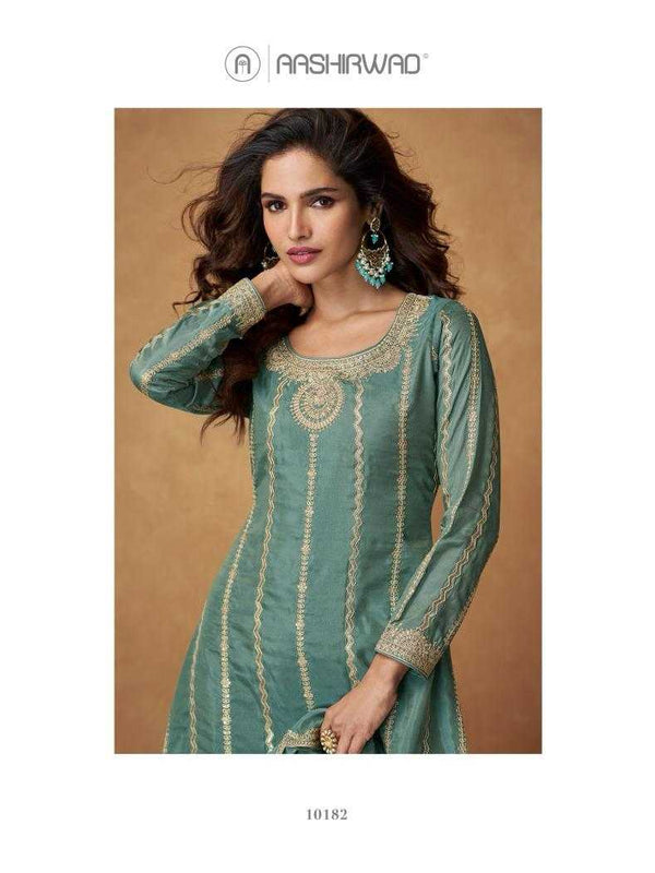 Shimmer silk RIN184 SAUMYA Suits & Dresses Wedding Collections Festive Collections Wholesale Palazzo Suit Ladies Silk Suit Designer Suits