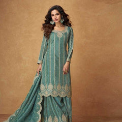 Shimmer silk RIN184 SAUMYA Suits & Dresses Wedding Collections Festive Collections Wholesale Palazzo Suit Ladies Silk Suit Designer Suits