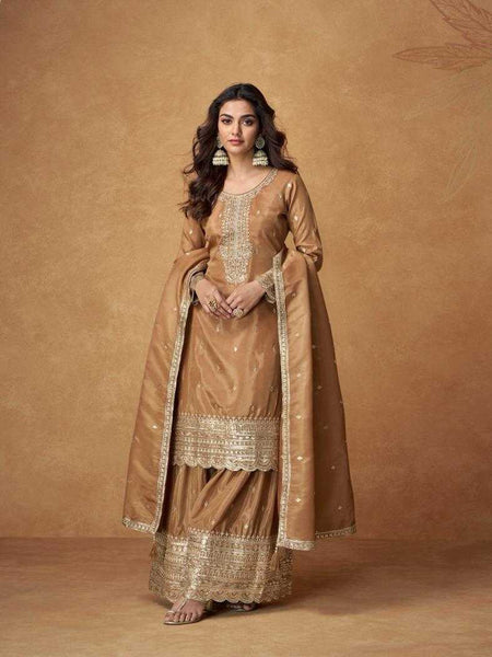 Shimmer silk RIN184 SAUMYA Suits & Dresses Wedding Collections Festive Collections Wholesale Palazzo Suit Ladies Silk Suit Designer Suits