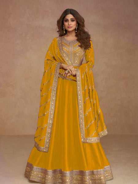 SILK RIN129 9517 GOWNS WHOLESALE WEDIDING PRINTED LONG SILK SHAMITA SHETTY GOWNS
