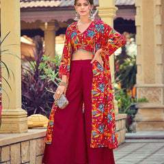 Silk RIN197 INDO WESTERN SET Suits & Dresses Wholesale Indo Western Dresses Printed Suits Handwork Suits