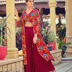 Silk RIN197 INDO WESTERN SET Suits & Dresses Wholesale Indo Western Dresses Printed Suits Handwork Suits