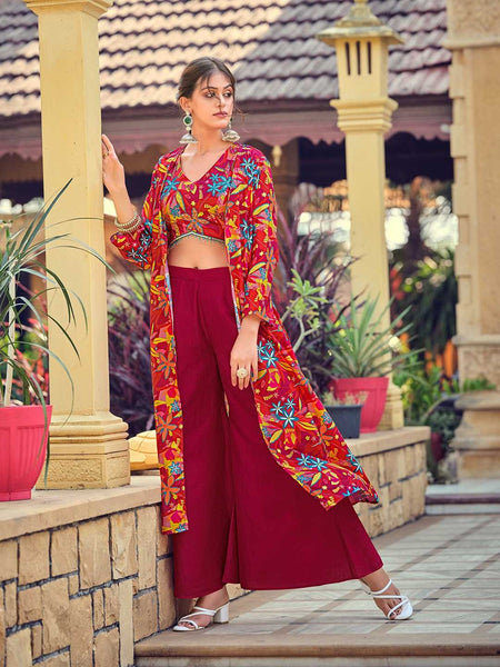 Silk RIN197 INDO WESTERN SET Suits & Dresses Wholesale Indo Western Dresses Printed Suits Handwork Suits