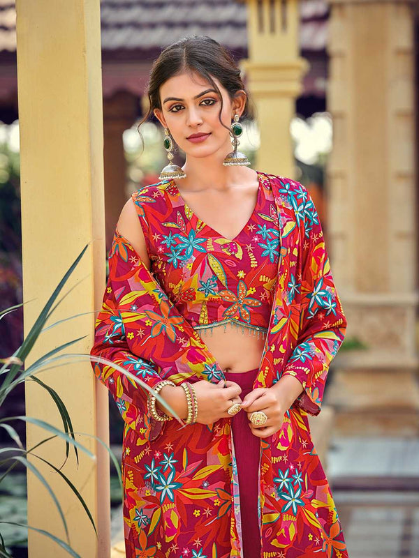 Silk RIN197 INDO WESTERN SET Suits & Dresses Wholesale Indo Western Dresses Printed Suits Handwork Suits