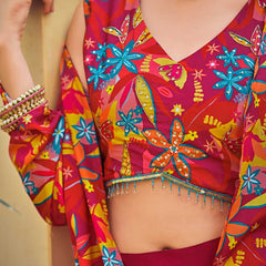 Silk RIN197 INDO WESTERN SET Suits & Dresses Wholesale Indo Western Dresses Printed Suits Handwork Suits