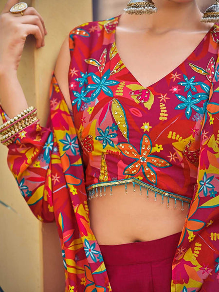 Silk RIN197 INDO WESTERN SET Suits & Dresses Wholesale Indo Western Dresses Printed Suits Handwork Suits