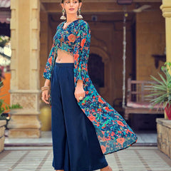 Silk RIN197 INDO WESTERN SET Suits & Dresses Wholesale Indo Western Dresses Printed Suits Handwork Suits