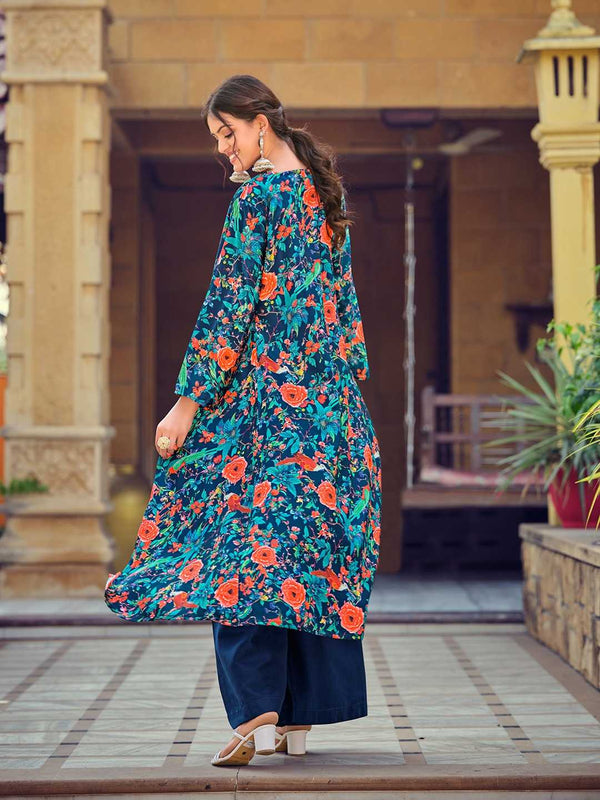 Silk RIN197 INDO WESTERN SET Suits & Dresses Wholesale Indo Western Dresses Printed Suits Handwork Suits