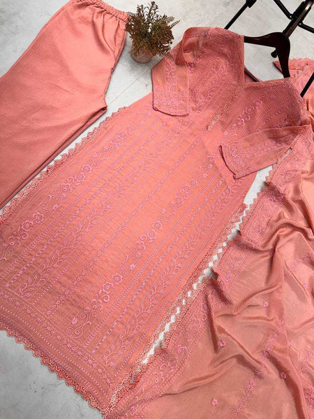 soft chinon RIN110 BE - 322 Suits & Dresses Wholesale Ladies Suits Alia Cut Suits Embroidery Suits