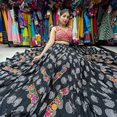 Soft Cotton KESH444 BLACK BEAUTY 3 Lehengas Wholesale Designer Lehenga Fancy Lehenga Chaniya Choli Floral Lehenga