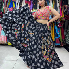 Soft Cotton KESH444 BLACK BEAUTY 3 Lehengas Wholesale Designer Lehenga Fancy Lehenga Chaniya Choli Floral Lehenga
