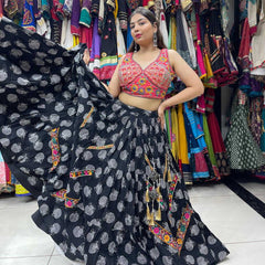 Soft Cotton KESH444 BLACK BEAUTY 3 Lehengas Wholesale Designer Lehenga Fancy Lehenga Chaniya Choli Floral Lehenga