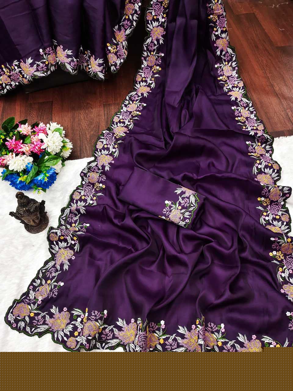 Tussar Silk RIN118 219 Sarees Silk Sarees Festive Collections Wholesale Tussar Silk Sarees Embroidered Sarees Cutwork Saree