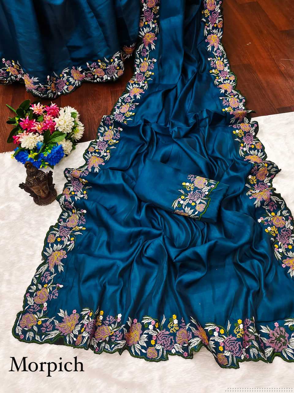 Tussar Silk RIN118 219 Sarees Silk Sarees Festive Collections Wholesale Tussar Silk Sarees Embroidered Sarees Cutwork Saree