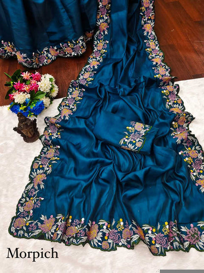 Tussar Silk RIN118 219 Sarees Silk Sarees Festive Collections Wholesale Tussar Silk Sarees Embroidered Sarees Cutwork Saree