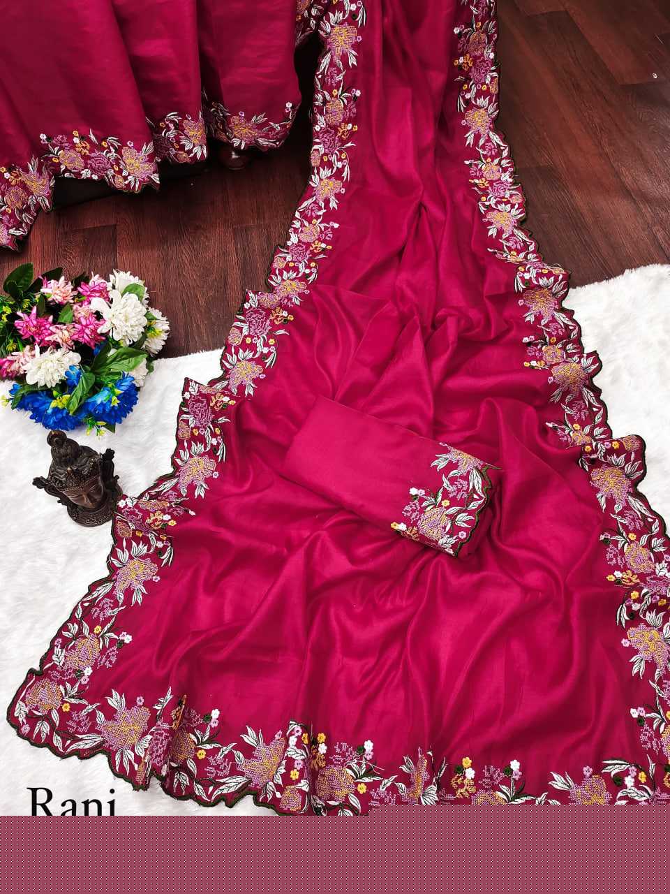 Tussar Silk RIN118 219 Sarees Silk Sarees Festive Collections Wholesale Tussar Silk Sarees Embroidered Sarees Cutwork Saree