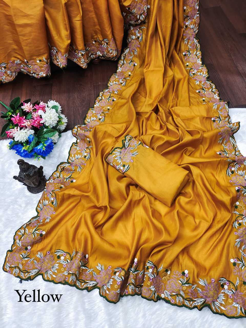 Tussar Silk RIN118 219 Sarees Silk Sarees Festive Collections Wholesale Tussar Silk Sarees Embroidered Sarees Cutwork Saree