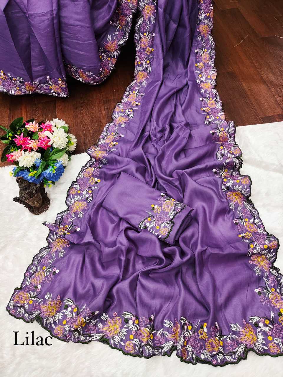 Tussar Silk RIN118 219 Sarees Silk Sarees Festive Collections Wholesale Tussar Silk Sarees Embroidered Sarees Cutwork Saree