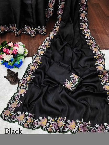 Tussar Silk RIN118 219 Sarees Silk Sarees Festive Collections Wholesale Tussar Silk Sarees Embroidered Sarees Cutwork Saree