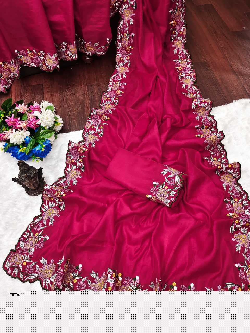 Tussar Silk RIN118 219 Sarees Silk Sarees Festive Collections Wholesale Tussar Silk Sarees Embroidered Sarees Cutwork Saree