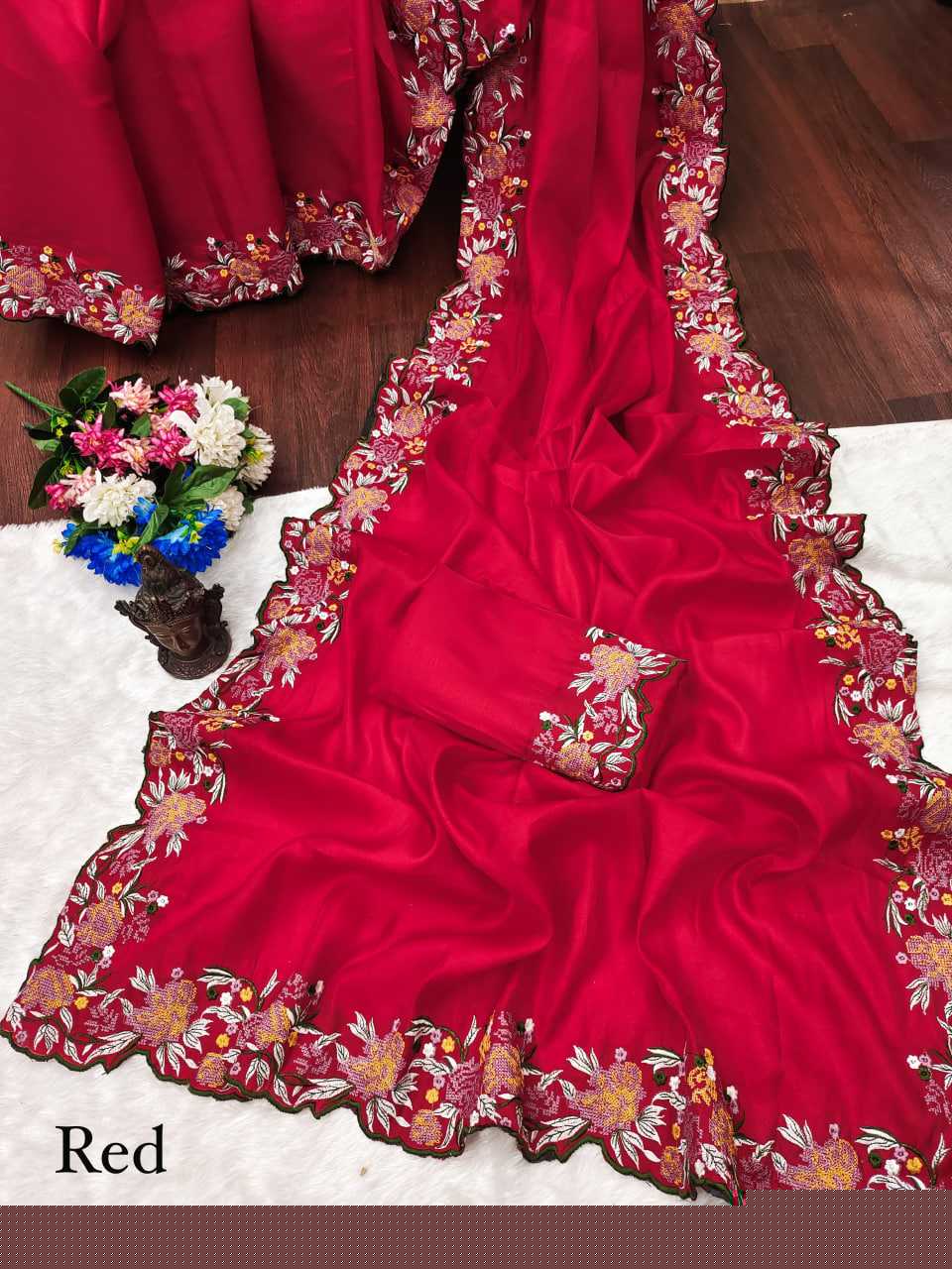 Tussar Silk RIN118 219 Sarees Silk Sarees Festive Collections Wholesale Tussar Silk Sarees Embroidered Sarees Cutwork Saree