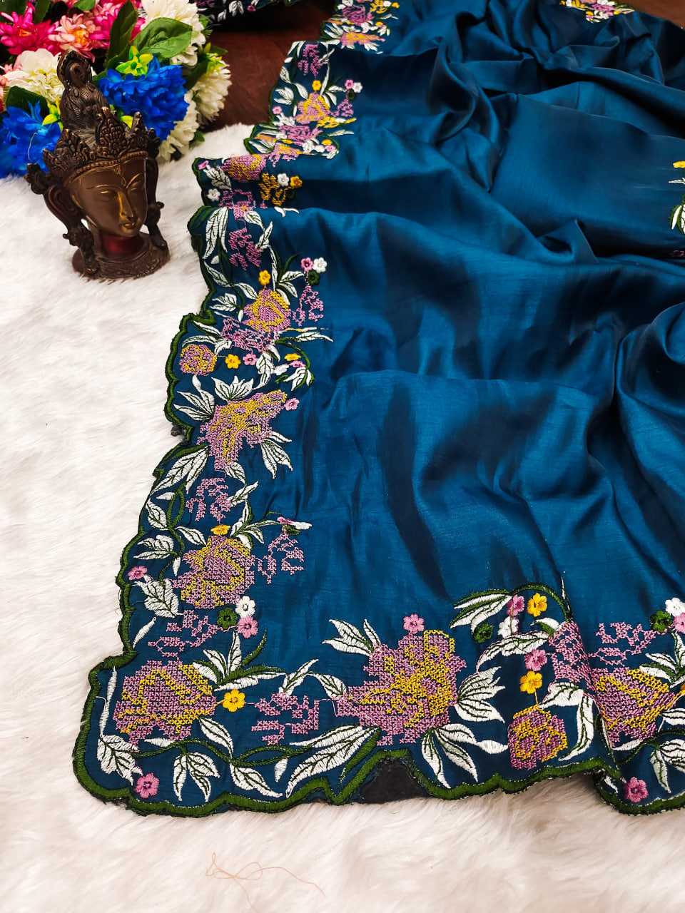 Tussar Silk RIN118 219 Sarees Silk Sarees Festive Collections Wholesale Tussar Silk Sarees Embroidered Sarees Cutwork Saree
