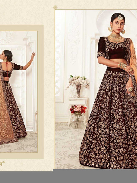 Velvet RIN197 Neo Traditional Vol-2-2726 Lehengas Wedding Collections Festive Collections Wholesale Designer Lehenga Net Fancy Lehenga Velvet Lehenga