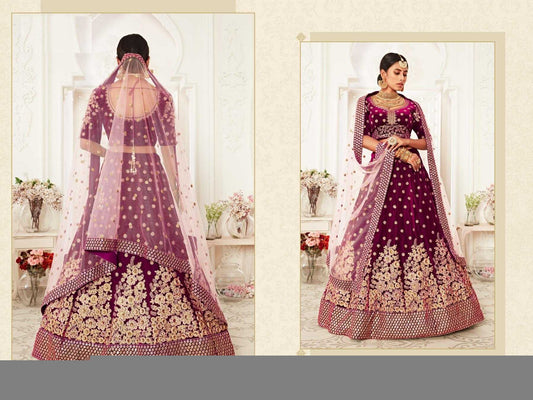 Velvet RIN197 Neo Traditional Vol-2-2726 Lehengas Wedding Collections Festive Collections Wholesale Designer Lehenga Net Fancy Lehenga Velvet Lehenga