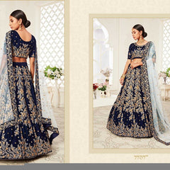 Velvet RIN197 Neo Traditional Vol-2-2726 Lehengas Wedding Collections Festive Collections Wholesale Designer Lehenga Net Fancy Lehenga Velvet Lehenga