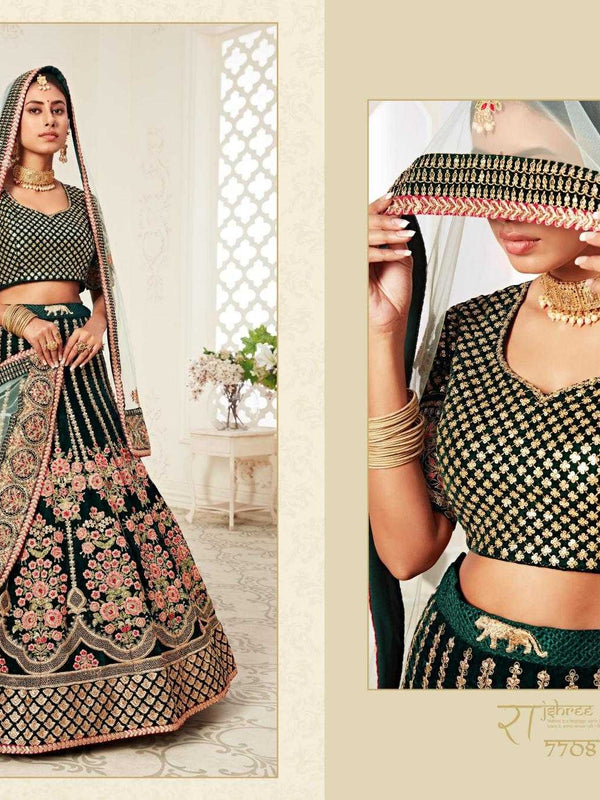 Velvet RIN197 Neo Traditional Vol-2-2726 Lehengas Wedding Collections Festive Collections Wholesale Designer Lehenga Net Fancy Lehenga Velvet Lehenga