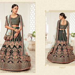 Velvet RIN197 Neo Traditional Vol-2-2726 Lehengas Wedding Collections Festive Collections Wholesale Designer Lehenga Net Fancy Lehenga Velvet Lehenga