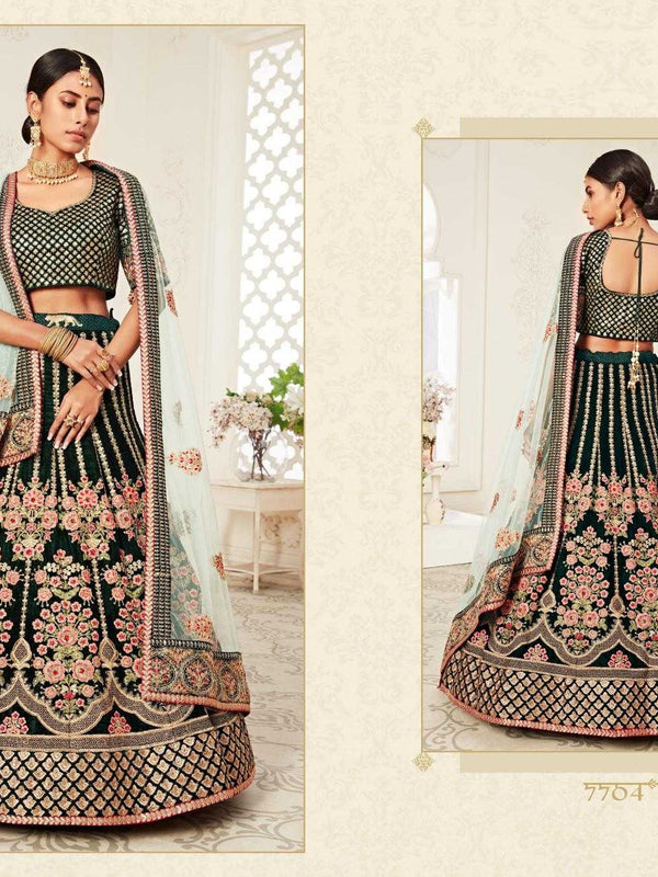 Velvet RIN197 Neo Traditional Vol-2-2726 Lehengas Wedding Collections Festive Collections Wholesale Designer Lehenga Net Fancy Lehenga Velvet Lehenga