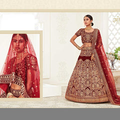 Velvet RIN197 Neo Traditional Vol-2-2726 Lehengas Wedding Collections Festive Collections Wholesale Designer Lehenga Net Fancy Lehenga Velvet Lehenga