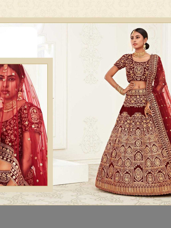 Velvet RIN197 Neo Traditional Vol-2-2726 Lehengas Wedding Collections Festive Collections Wholesale Designer Lehenga Net Fancy Lehenga Velvet Lehenga