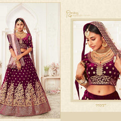 Velvet RIN197 Neo Traditional Vol-2-2726 Lehengas Wedding Collections Festive Collections Wholesale Designer Lehenga Net Fancy Lehenga Velvet Lehenga