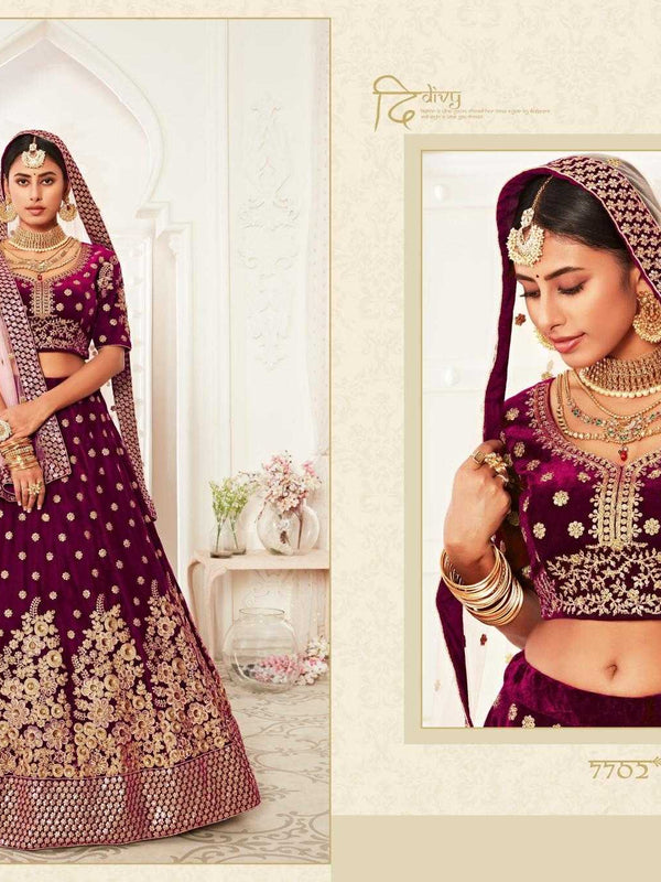 Velvet RIN197 Neo Traditional Vol-2-2726 Lehengas Wedding Collections Festive Collections Wholesale Designer Lehenga Net Fancy Lehenga Velvet Lehenga