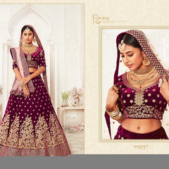 Velvet RIN197 Neo Traditional Vol-2-2726 Lehengas Wedding Collections Festive Collections Wholesale Designer Lehenga Net Fancy Lehenga Velvet Lehenga