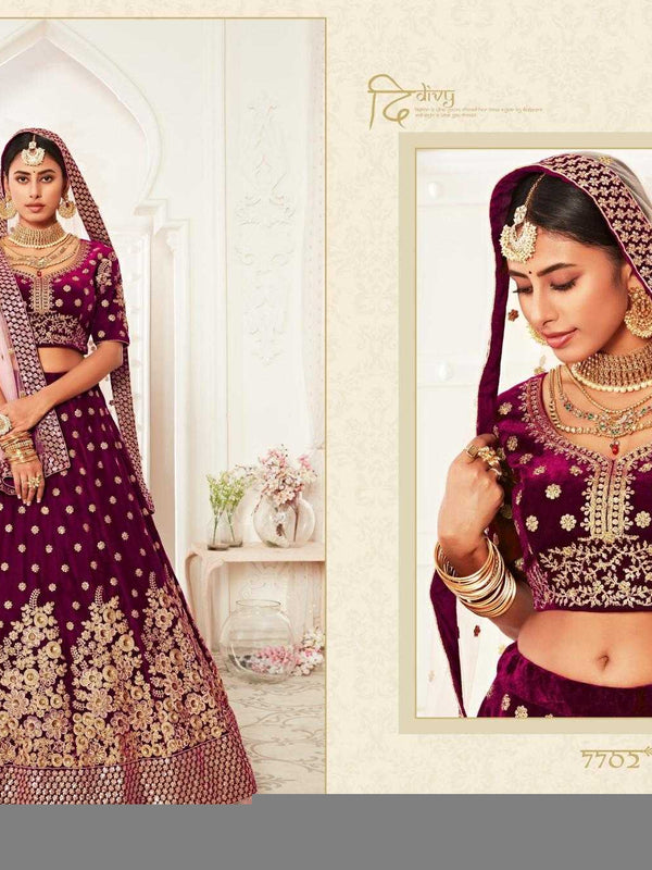 Velvet RIN197 Neo Traditional Vol-2-2726 Lehengas Wedding Collections Festive Collections Wholesale Designer Lehenga Net Fancy Lehenga Velvet Lehenga