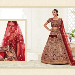Velvet RIN197 Neo Traditional Vol-2-2726 Lehengas Wedding Collections Festive Collections Wholesale Designer Lehenga Net Fancy Lehenga Velvet Lehenga