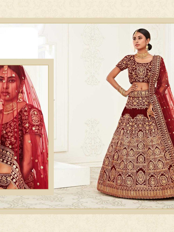 Velvet RIN197 Neo Traditional Vol-2-2726 Lehengas Wedding Collections Festive Collections Wholesale Designer Lehenga Net Fancy Lehenga Velvet Lehenga